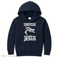 Powered By Wrestling And Jesus Kids Hoodie thumb 0