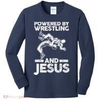 Powered By Wrestling And Jesus Kids Long Sleeve Shirt thumb 0