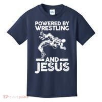 Powered By Wrestling And Jesus Kids T-Shirt thumb 0