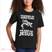 Powered By Wrestling And Jesus Kids T-Shirt thumb 2