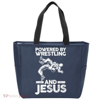 Powered By Wrestling And Jesus Tote Bag