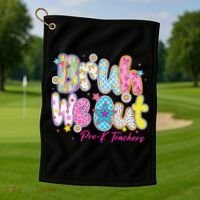 Preppy Bruh We Out Pre-K Teachers Last Day Of School Summer Golf Towel thumb 1