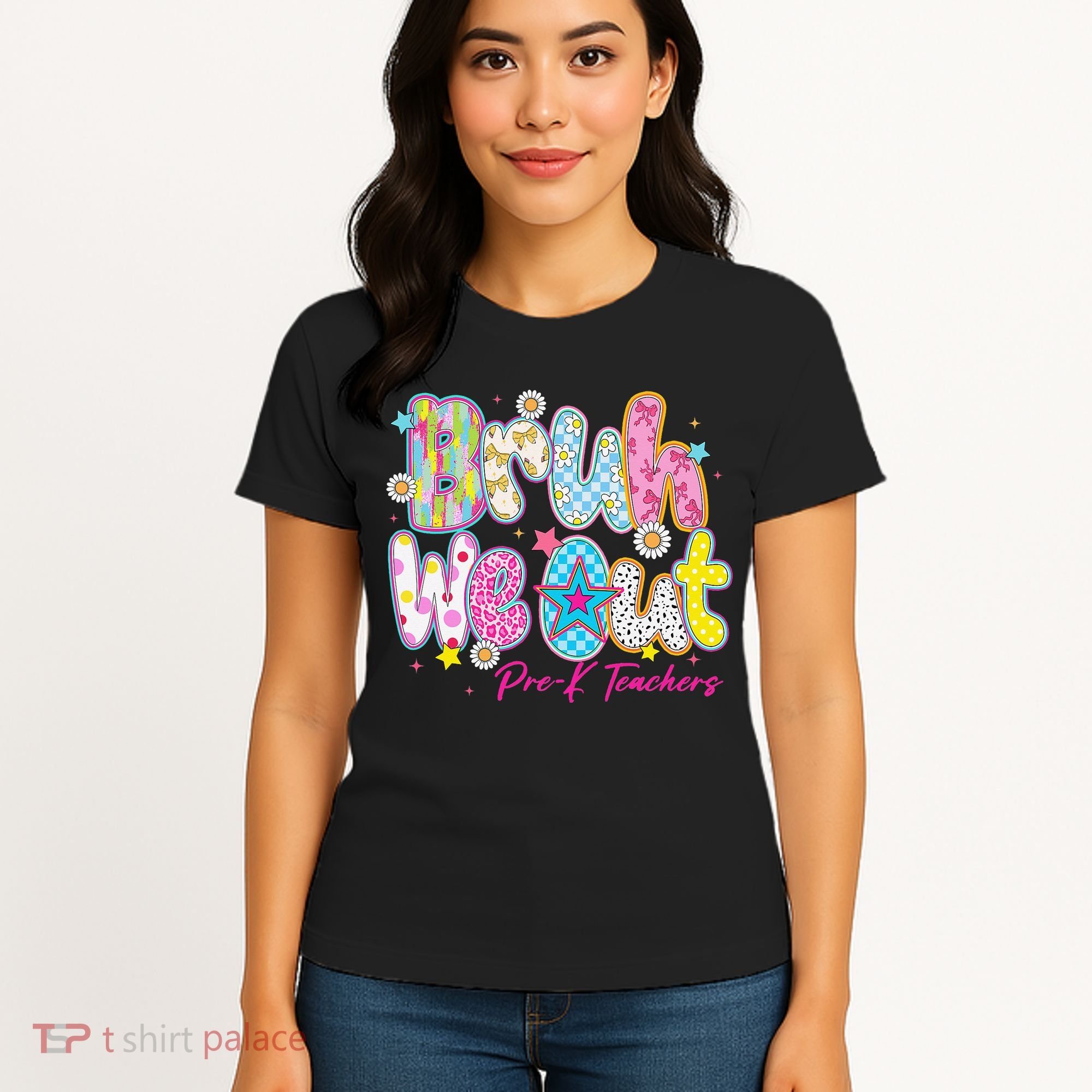 Preppy Bruh We Out Pre-K Teachers Last Day Of School Summer Women's T-Shirt