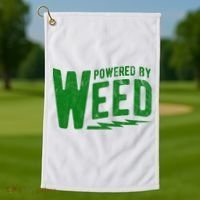 Powered By Weed Golf Towel thumb 1