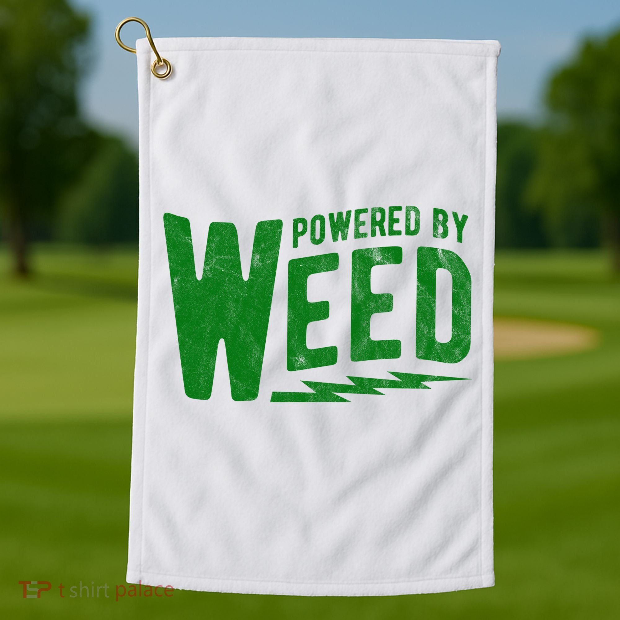 Powered By Weed Golf Towel