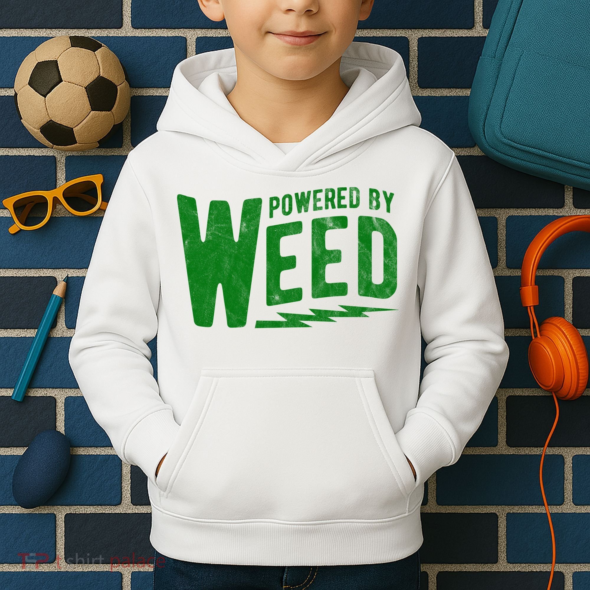 Powered By Weed Kids Hoodie
