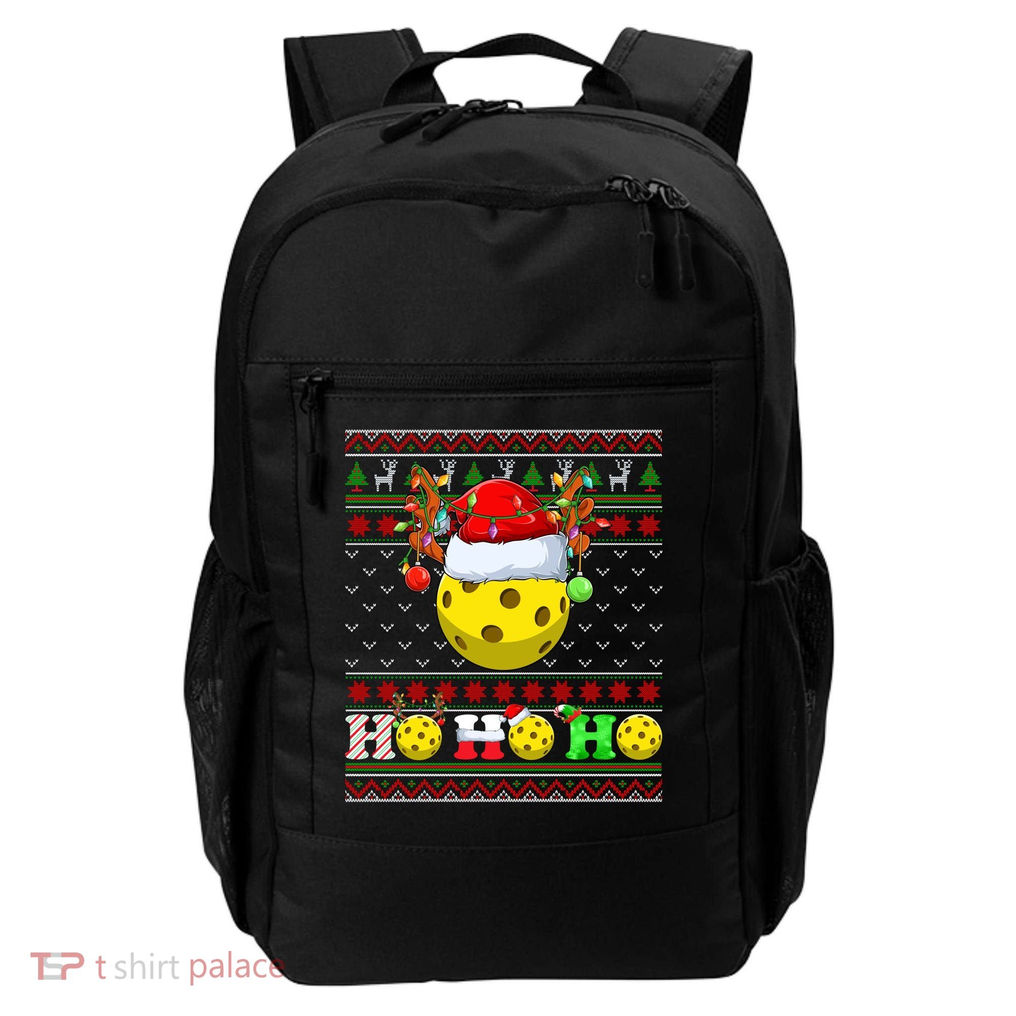 Pickleball Ball Xmas Tree Lights Ugly Christmas Sweater Gift Backpack