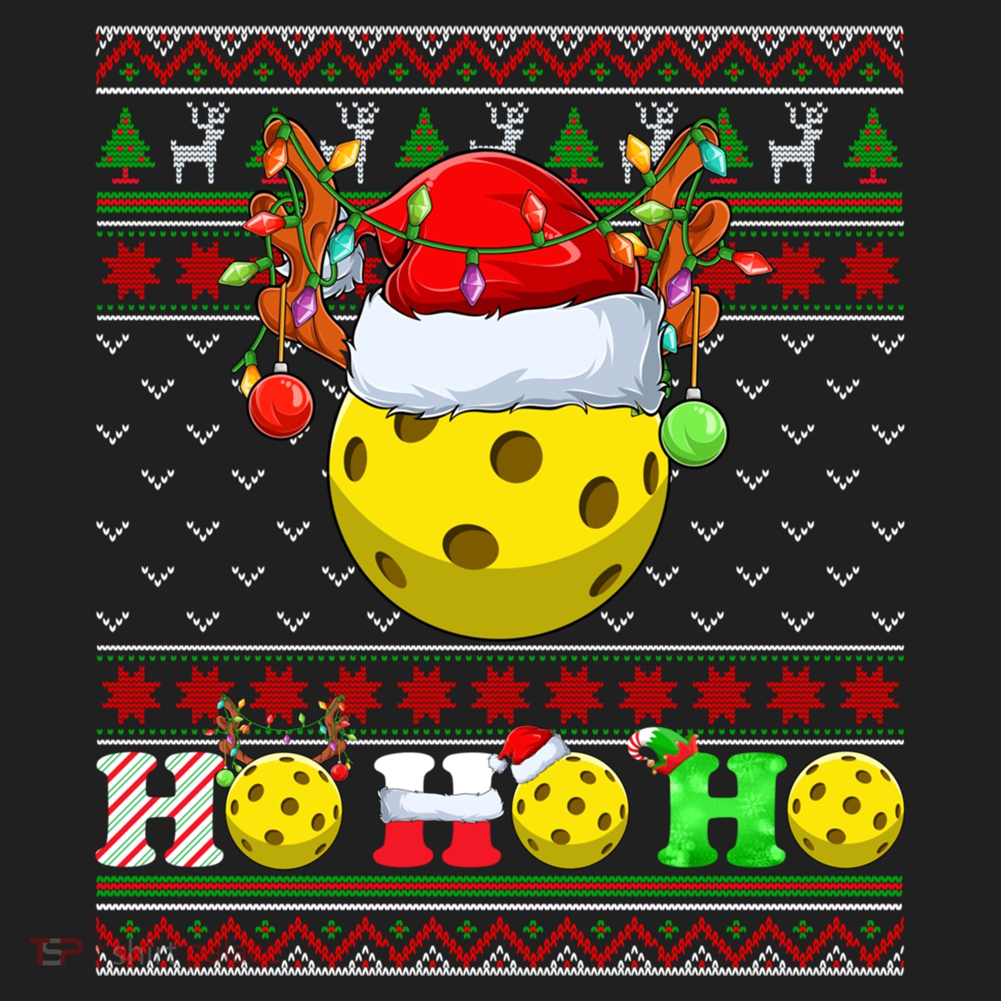Pickleball Ball Xmas Tree Lights Ugly Christmas Sweater Gift Beanie