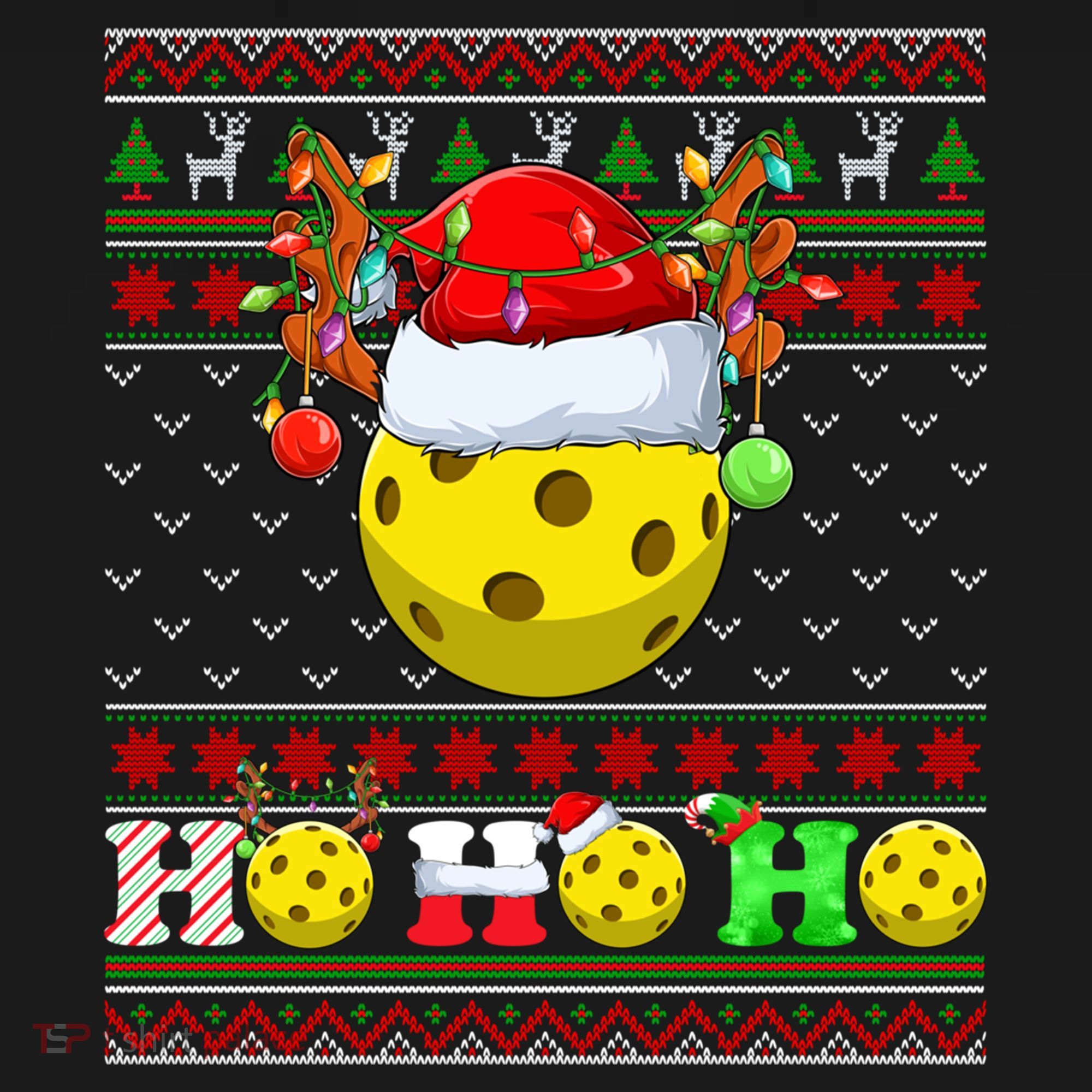 Pickleball Ball Xmas Tree Lights Ugly Christmas Sweater Gift Women's Hoodie