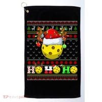 Pickleball Ball Xmas Tree Lights Ugly Christmas Sweater Gift Golf Towel thumb 0