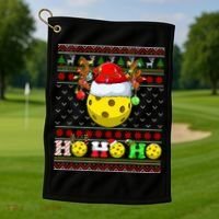 Pickleball Ball Xmas Tree Lights Ugly Christmas Sweater Gift Golf Towel thumb 1