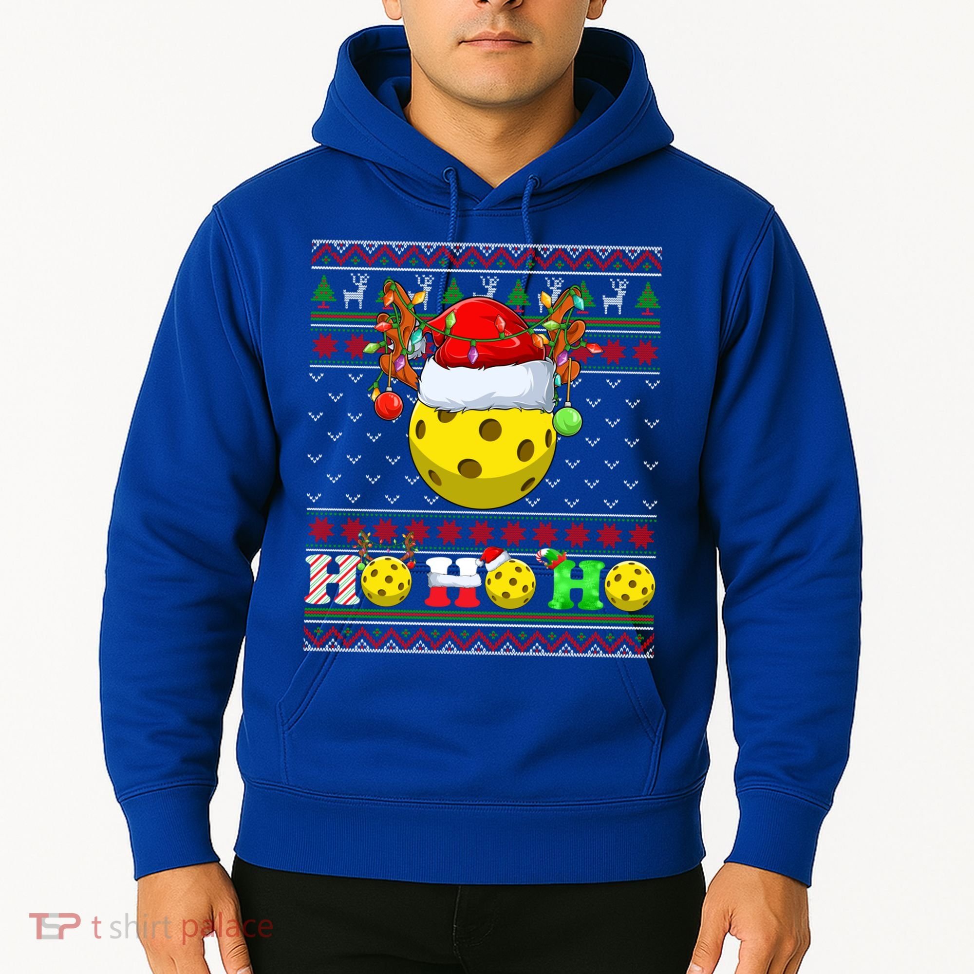 Pickleball Ball Xmas Tree Lights Ugly Christmas Sweater Gift Hoodie