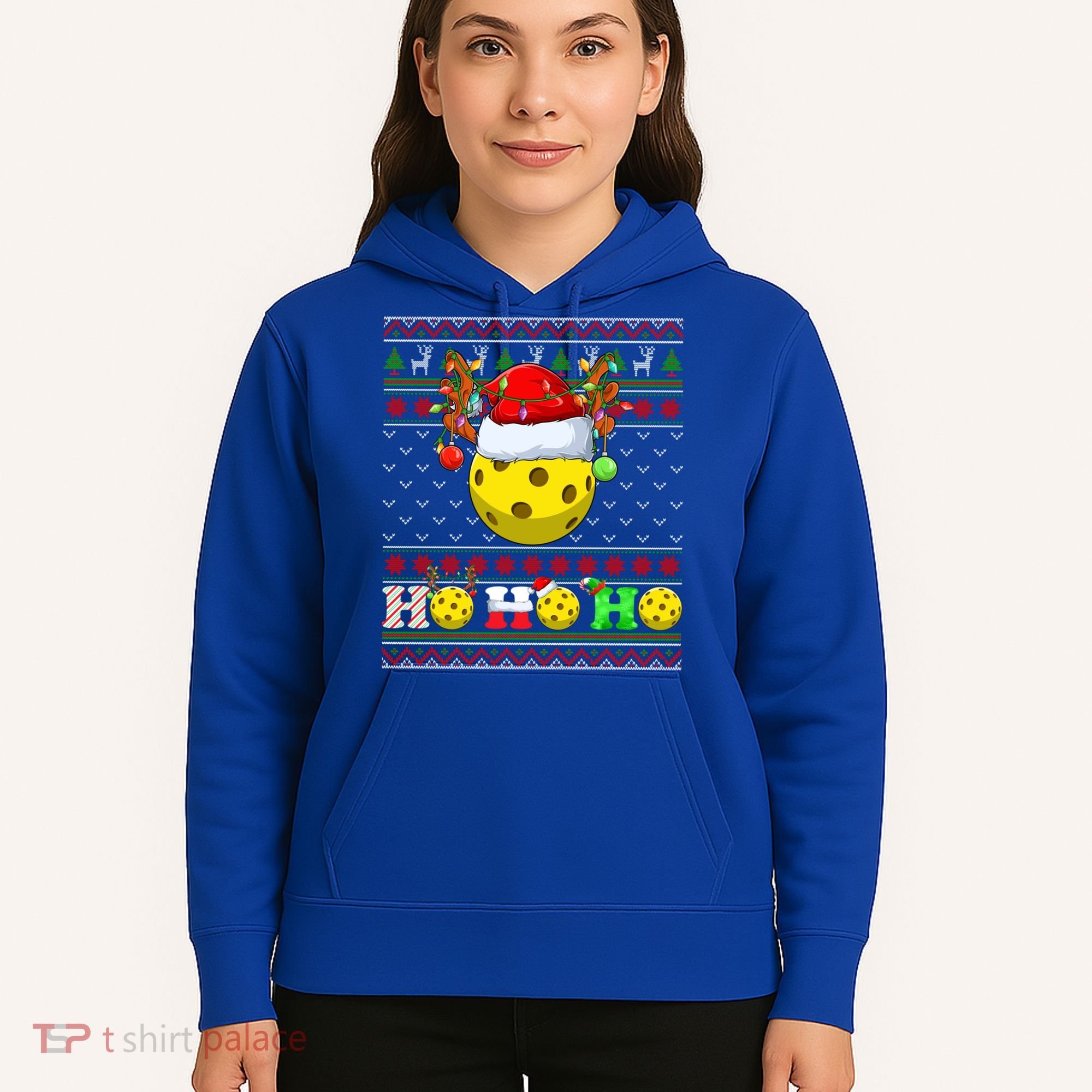 Pickleball Ball Xmas Tree Lights Ugly Christmas Sweater Gift Hoodie
