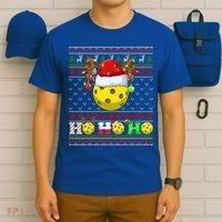 Pickleball Ball Xmas Tree Lights Ugly Christmas Sweater Gift T-Shirt thumb 6