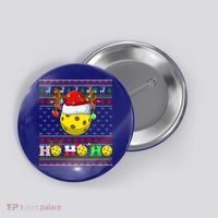 Pickleball Ball Xmas Tree Lights Ugly Christmas Sweater Gift Button thumb 0