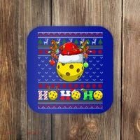 Pickleball Ball Xmas Tree Lights Ugly Christmas Sweater Gift Coaster thumb 0