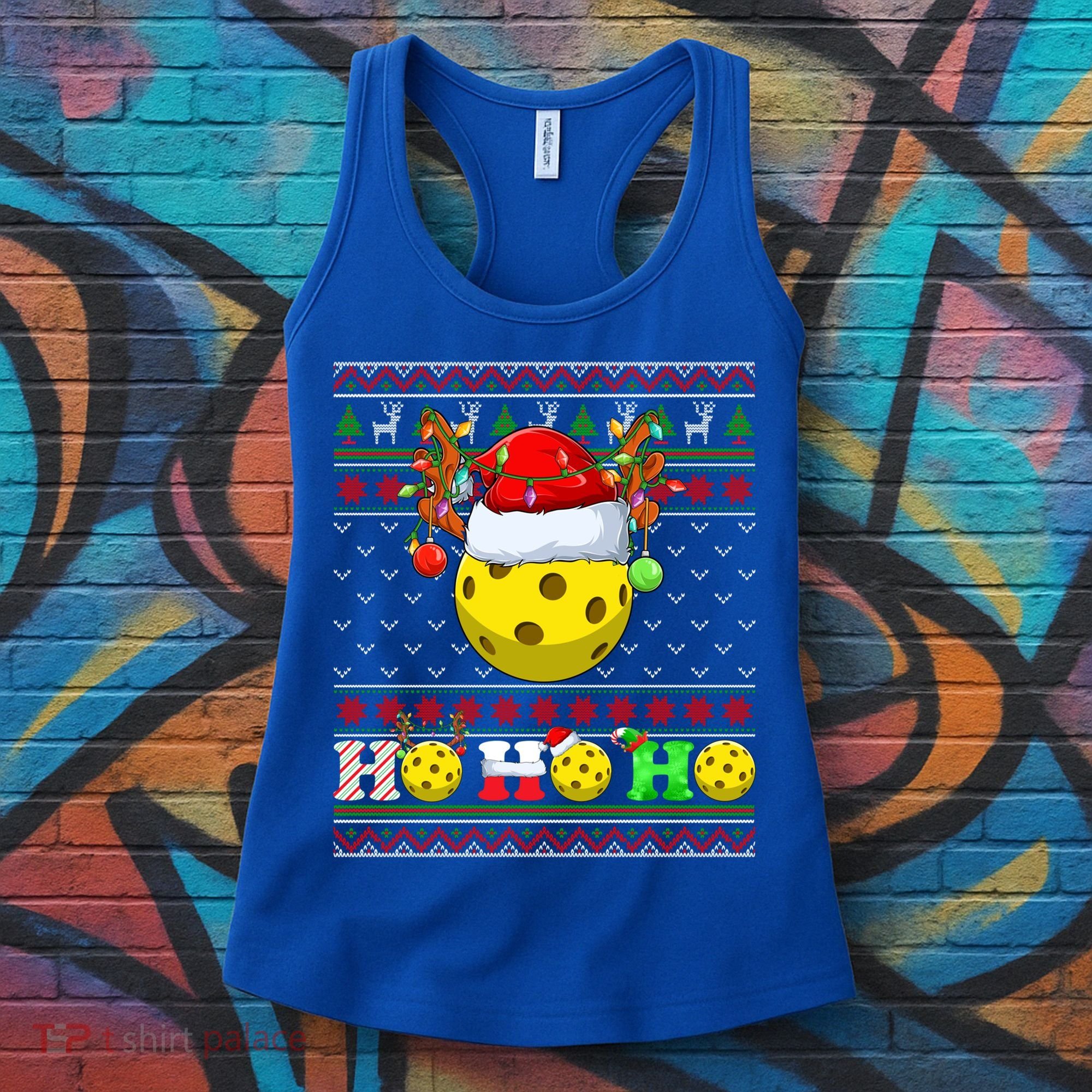 Pickleball Ball Xmas Tree Lights Ugly Christmas Sweater Gift Women's Tank Top