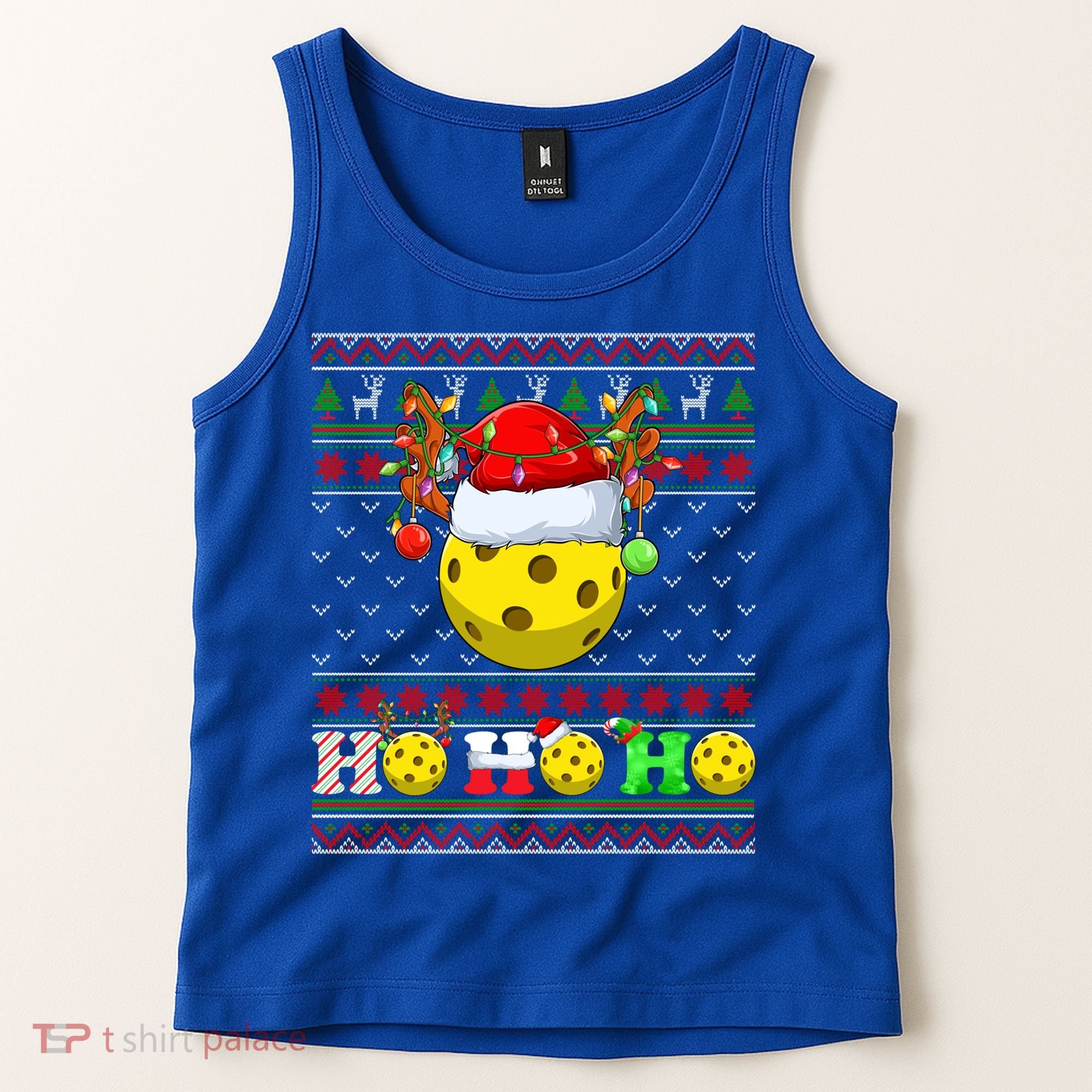 Pickleball Ball Xmas Tree Lights Ugly Christmas Sweater Gift Tank Top