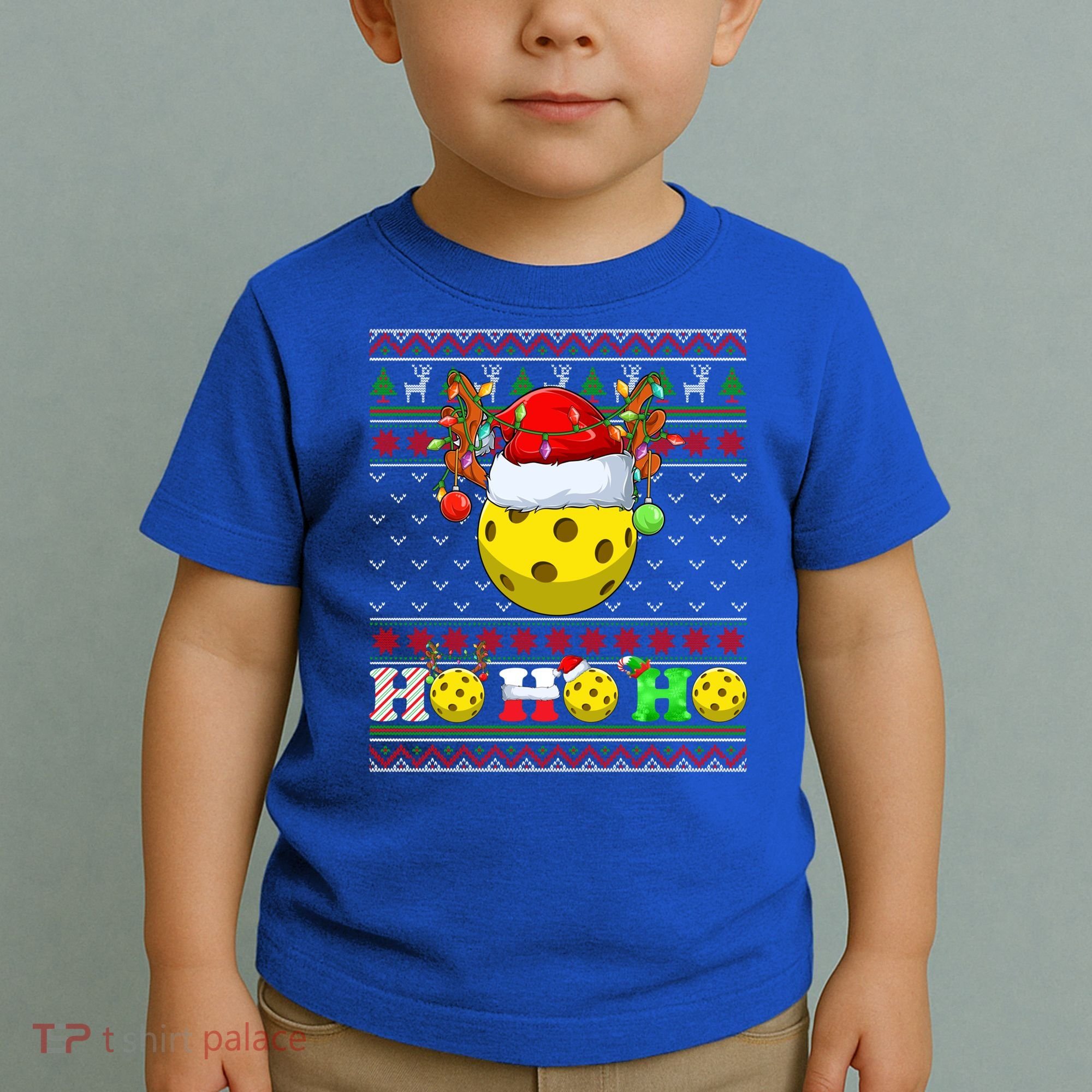 Pickleball Ball Xmas Tree Lights Ugly Christmas Sweater Gift Toddler T-Shirt