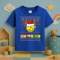 Pickleball Ball Xmas Tree Lights Ugly Christmas Sweater Gift Toddler T-Shirt thumb 3