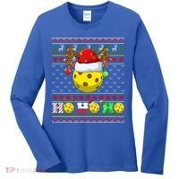 Pickleball Ball Xmas Tree Lights Ugly Christmas Sweater Gift Women's Long Sleeve Shirt thumb 0
