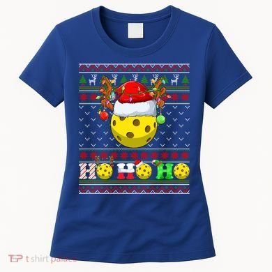 Pickleball Ball Xmas Tree Lights Ugly Christmas Sweater Gift Women's T-Shirt