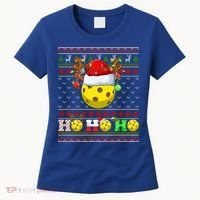 Pickleball Ball Xmas Tree Lights Ugly Christmas Sweater Gift Women's T-Shirt thumb 0