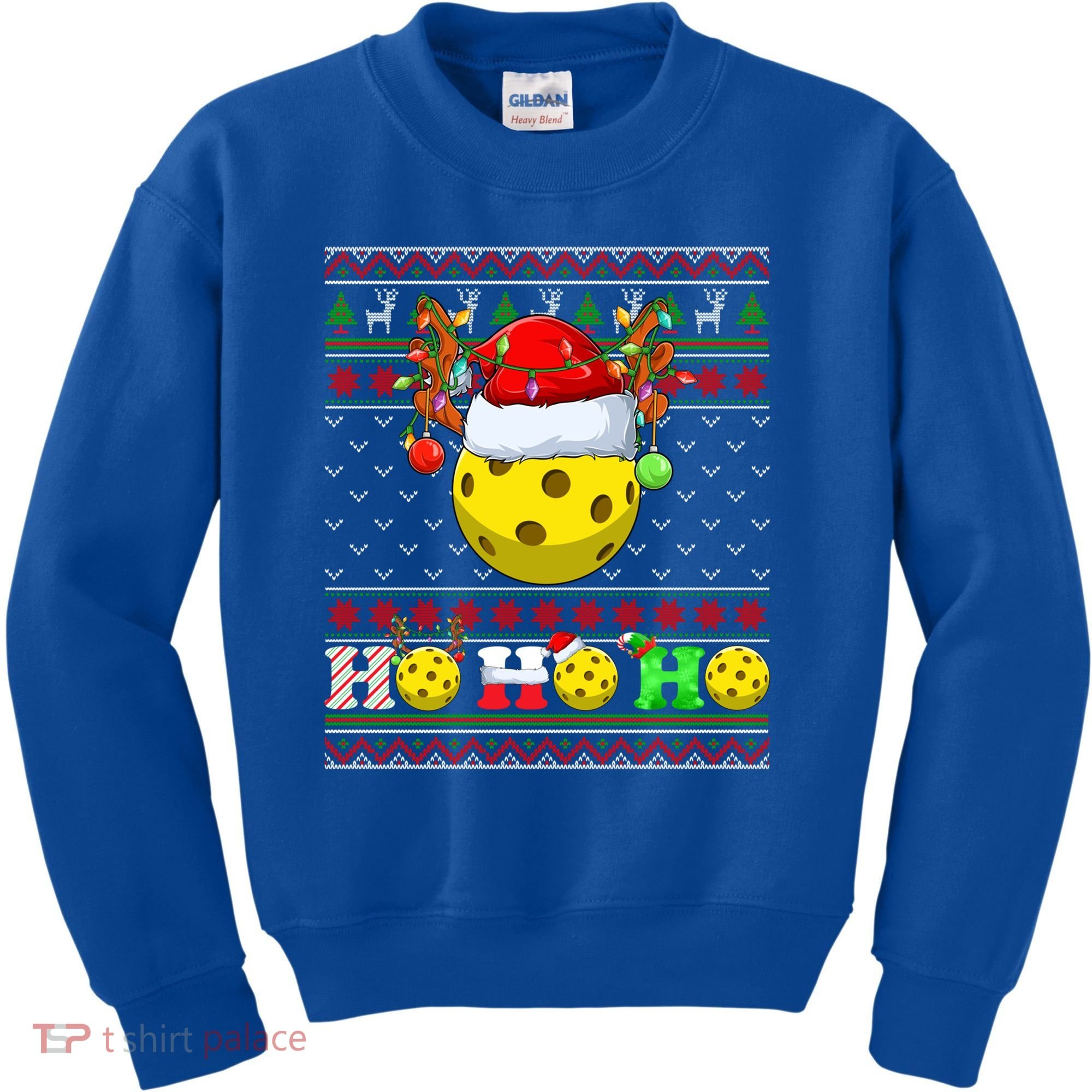 Pickleball Ball Xmas Tree Lights Ugly Christmas Sweater Gift Kids Sweatshirt