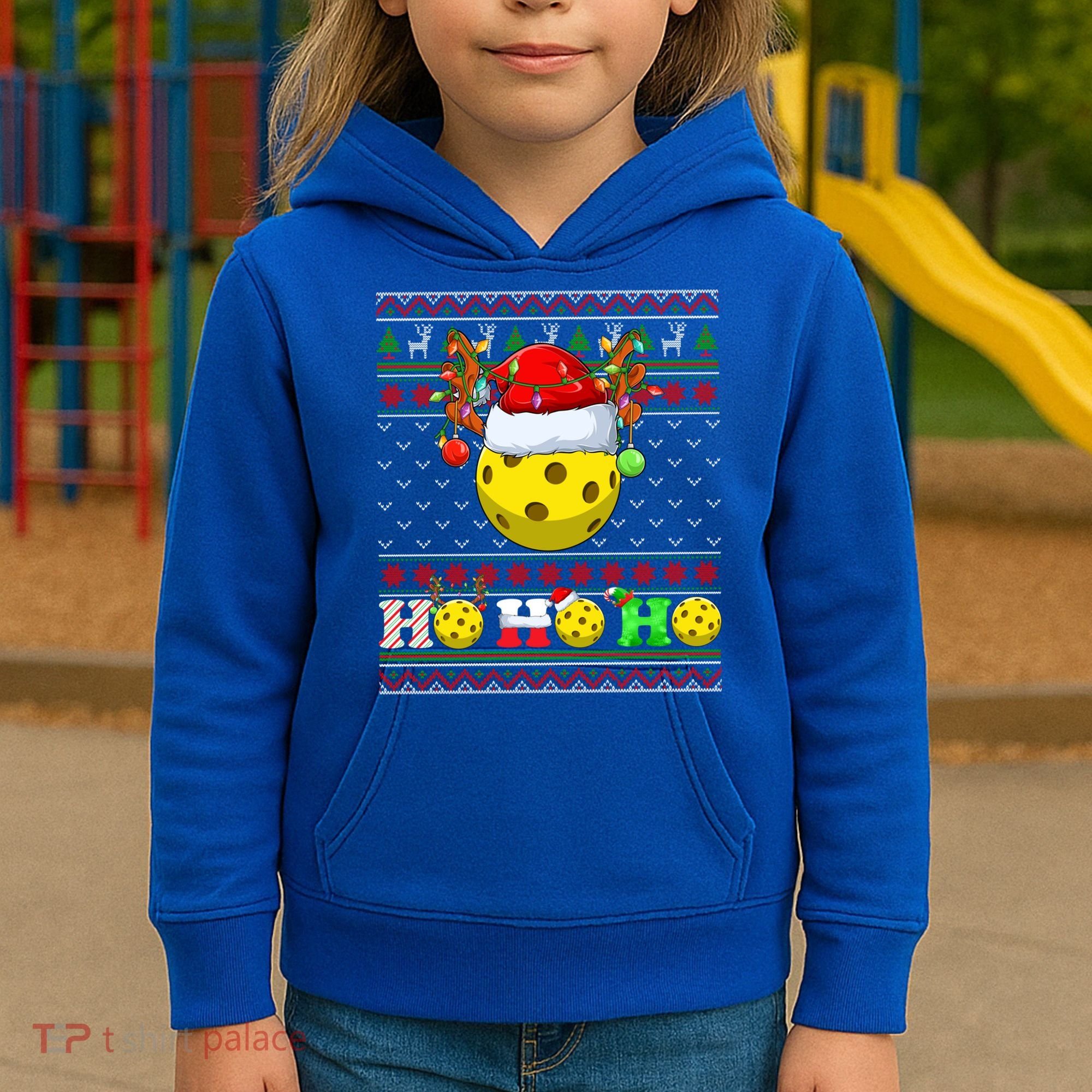 Pickleball Ball Xmas Tree Lights Ugly Christmas Sweater Gift Kids Hoodie