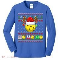 Pickleball Ball Xmas Tree Lights Ugly Christmas Sweater Gift Kids Long Sleeve Shirt thumb 0