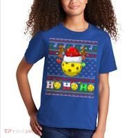 Pickleball Ball Xmas Tree Lights Ugly Christmas Sweater Gift Kids T-Shirt thumb 2