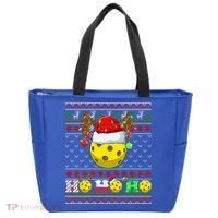 Pickleball Ball Xmas Tree Lights Ugly Christmas Sweater Gift Tote Bag thumb 0