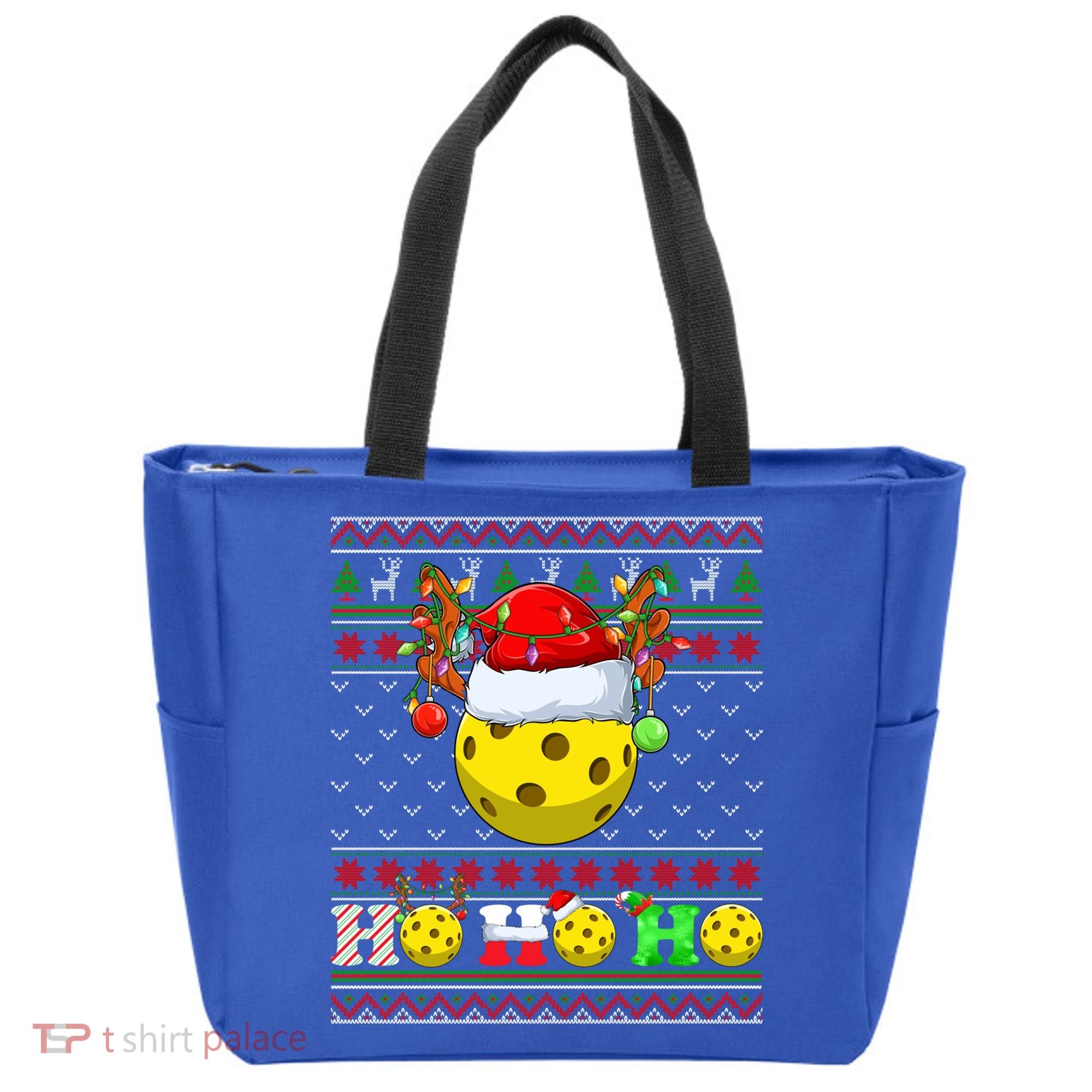 Pickleball Ball Xmas Tree Lights Ugly Christmas Sweater Gift Tote Bag