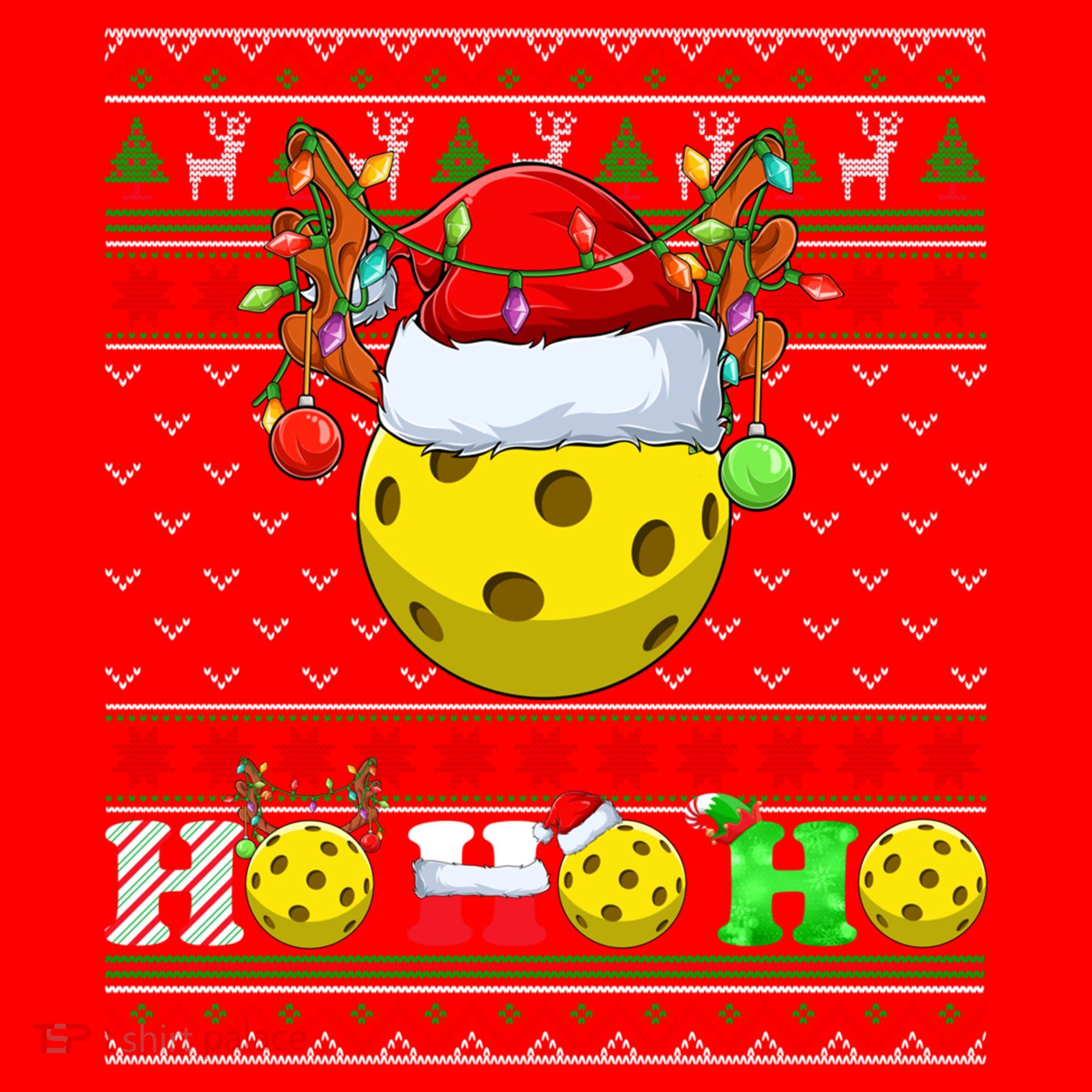 Pickleball Ball Xmas Tree Lights Ugly Christmas Sweater Gift Santa Hat