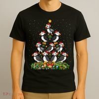 Puffin Bird Xmas Tree Gift Santa Hat Puffin Christmas Vneck T-Shirt thumb 3