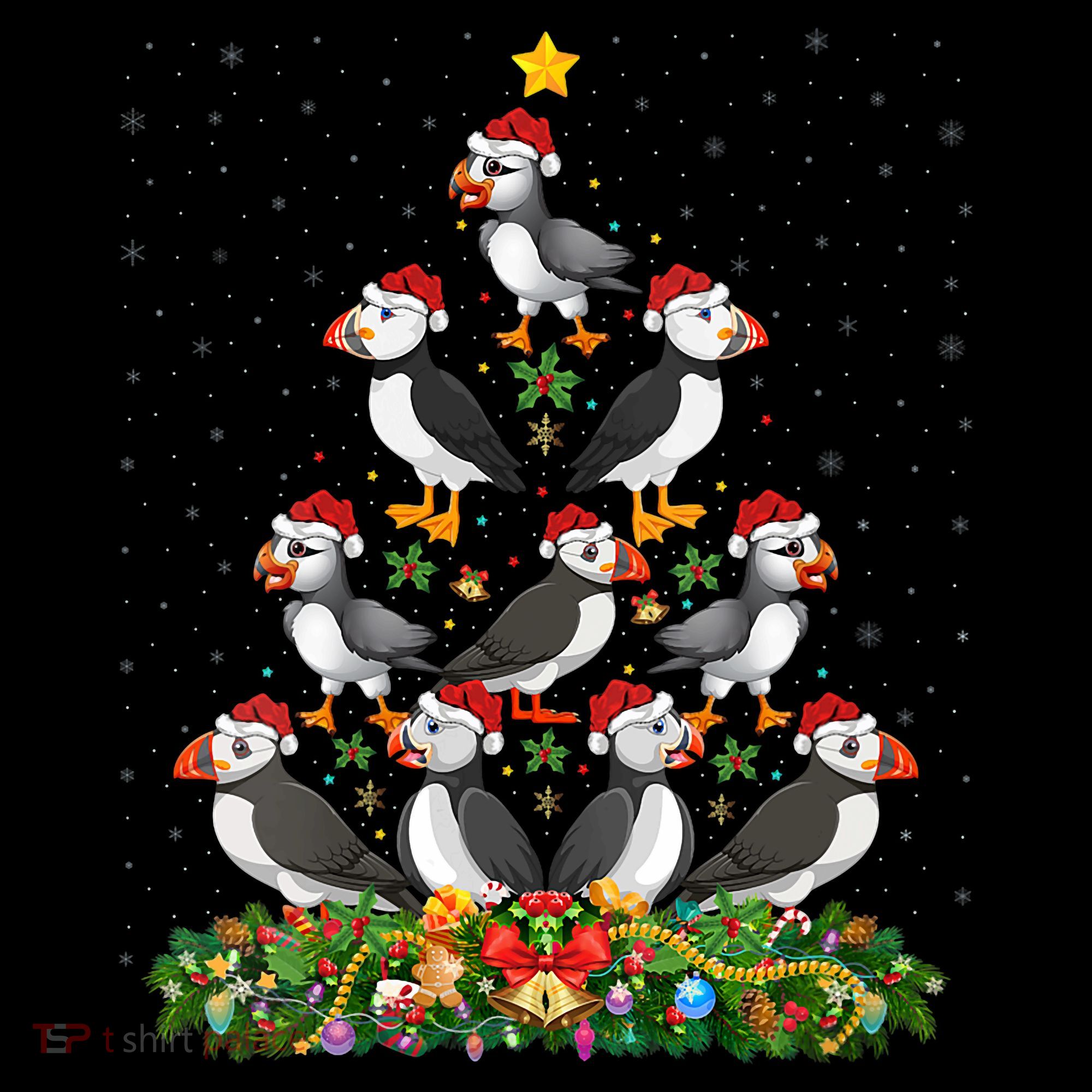Puffin Bird Xmas Tree Gift Santa Hat Puffin Christmas Vneck Coffee Mug