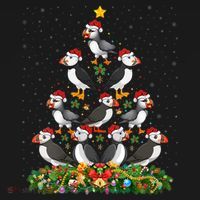 Puffin Bird Xmas Tree Gift Santa Hat Puffin Christmas Vneck Ornament thumb 1