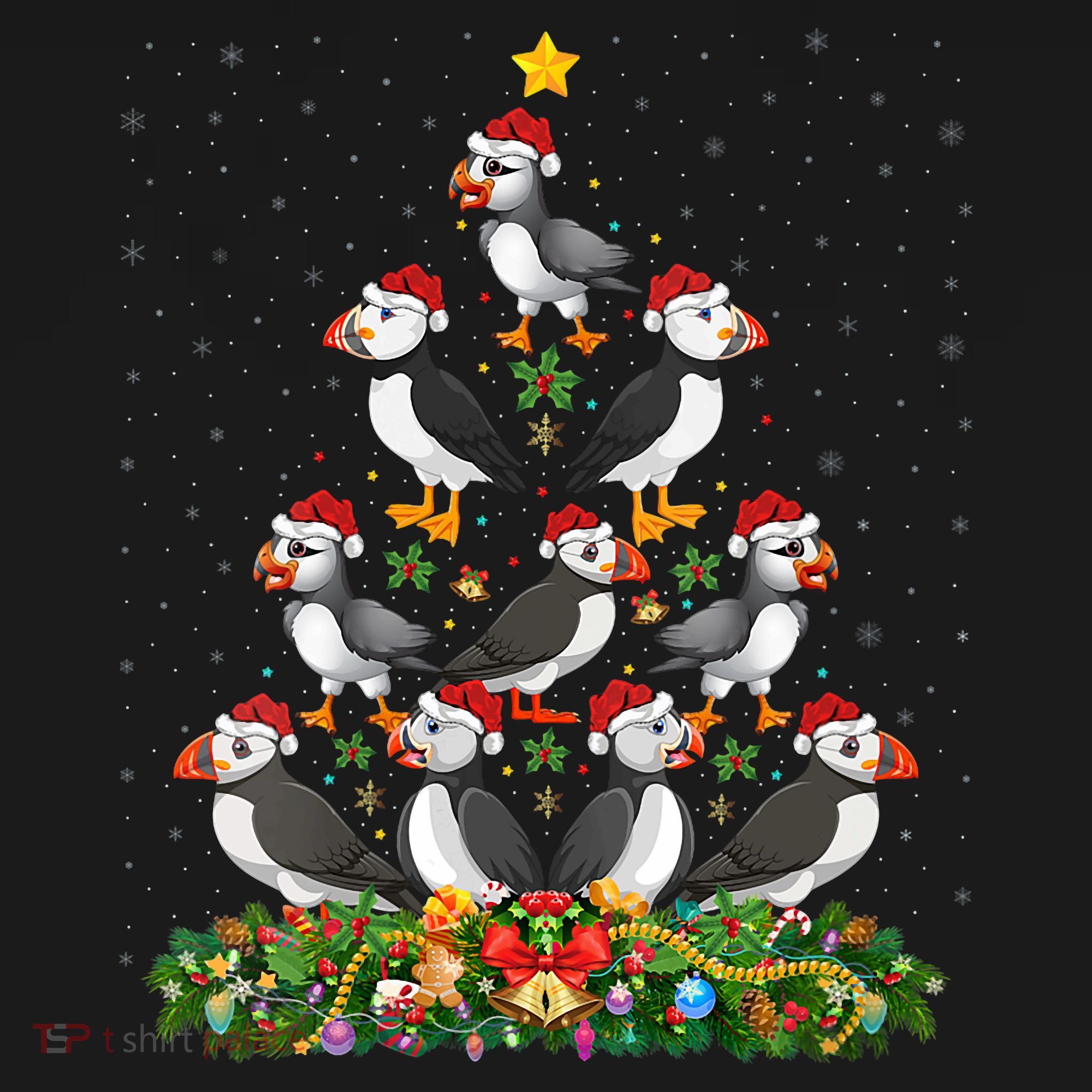 Puffin Bird Xmas Tree Gift Santa Hat Puffin Christmas Vneck Toddler Hoodie