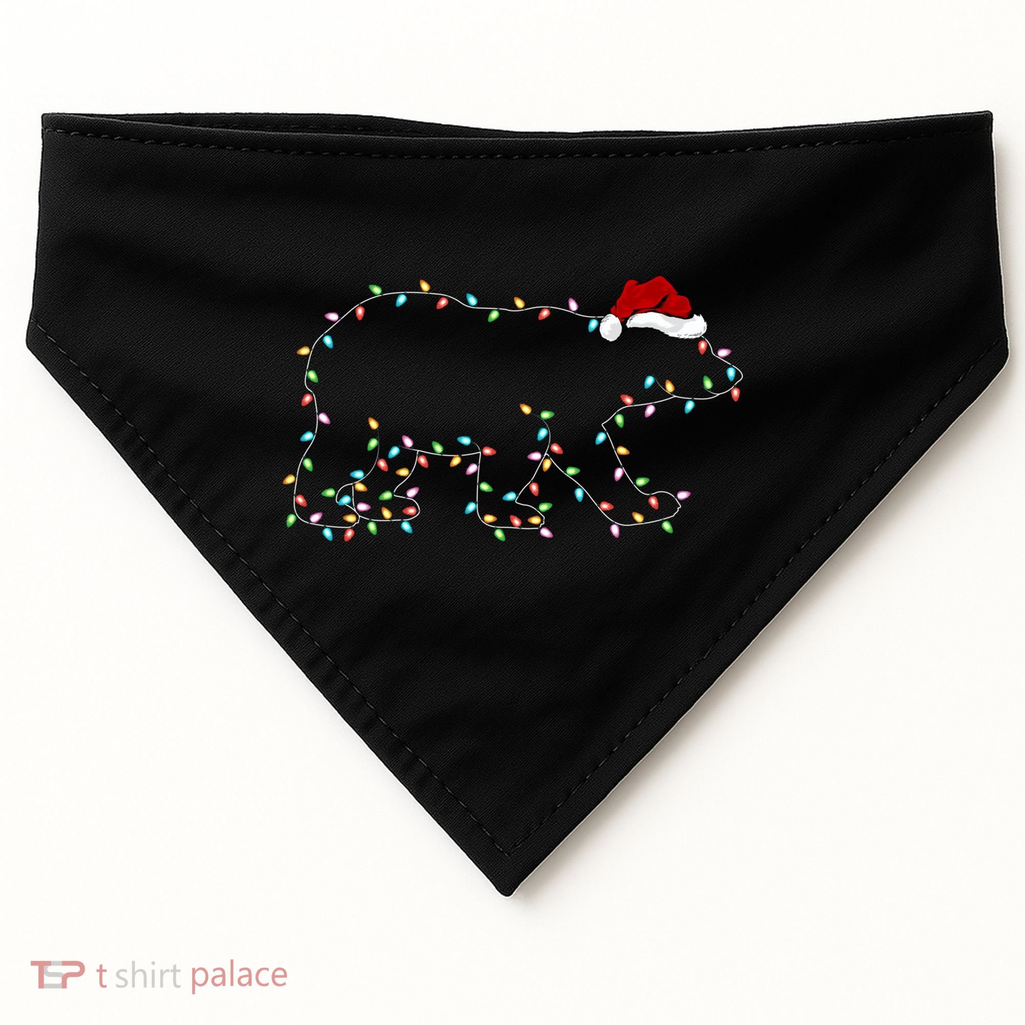 Polar Bear Xmas Lighting Santa Hat Polar Bear Christmas Funny Gift USA-Made Doggie Bandana