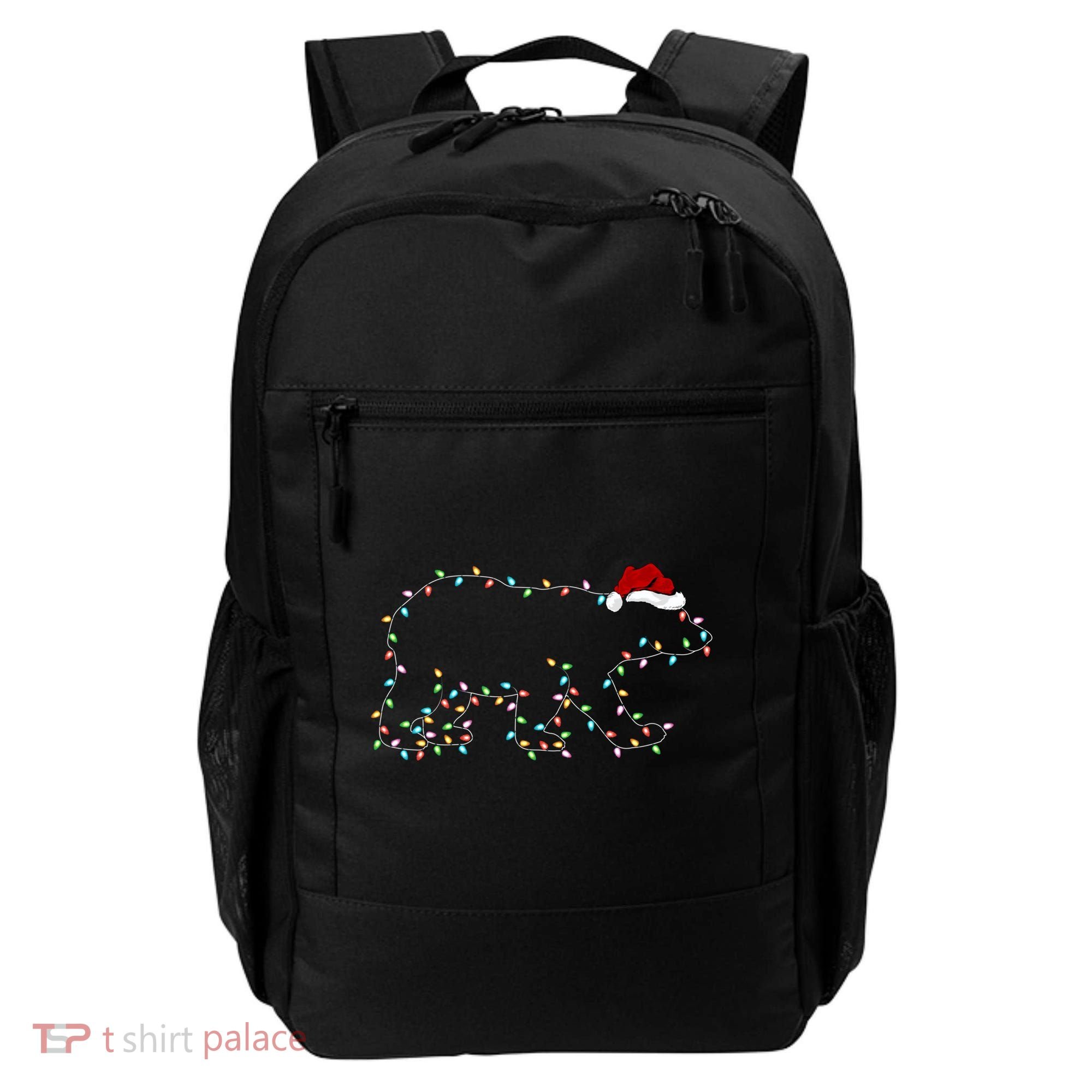 Polar Bear Xmas Lighting Santa Hat Polar Bear Christmas Funny Gift Backpack