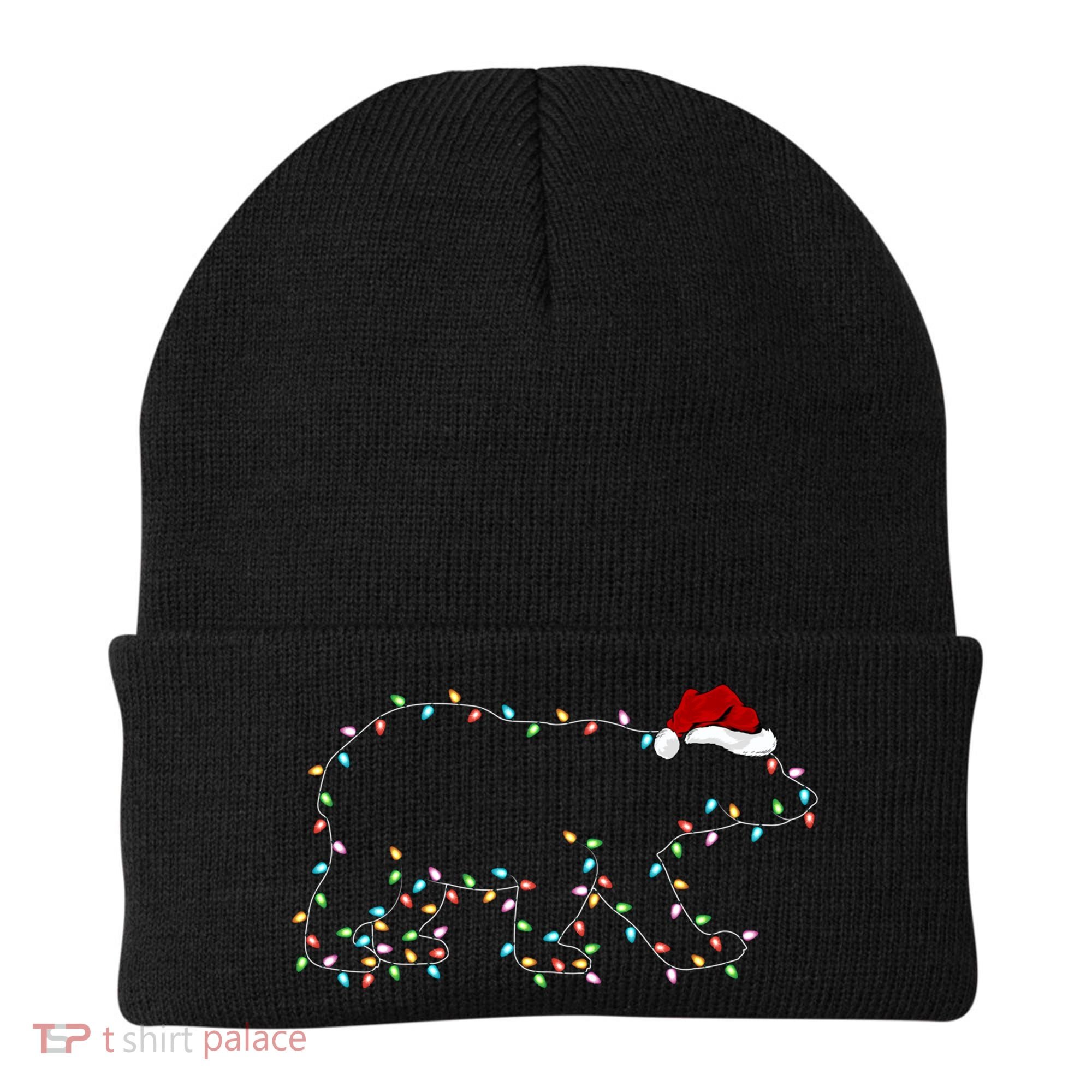 Polar Bear Xmas Lighting Santa Hat Polar Bear Christmas Funny Gift Beanie