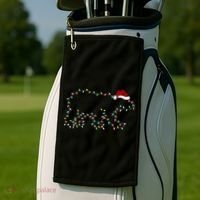 Polar Bear Xmas Lighting Santa Hat Polar Bear Christmas Funny Gift Golf Towel thumb 2