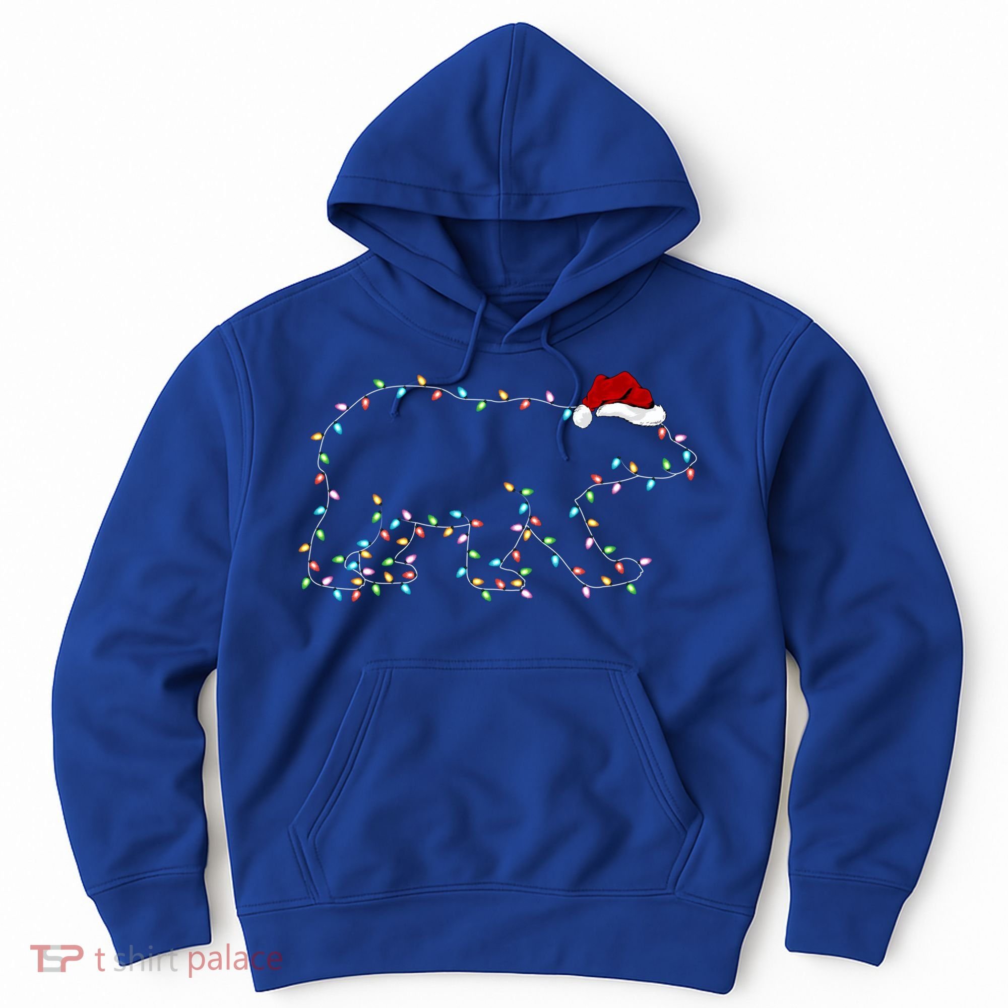 Polar Bear Xmas Lighting Santa Hat Polar Bear Christmas Funny Gift Hoodie