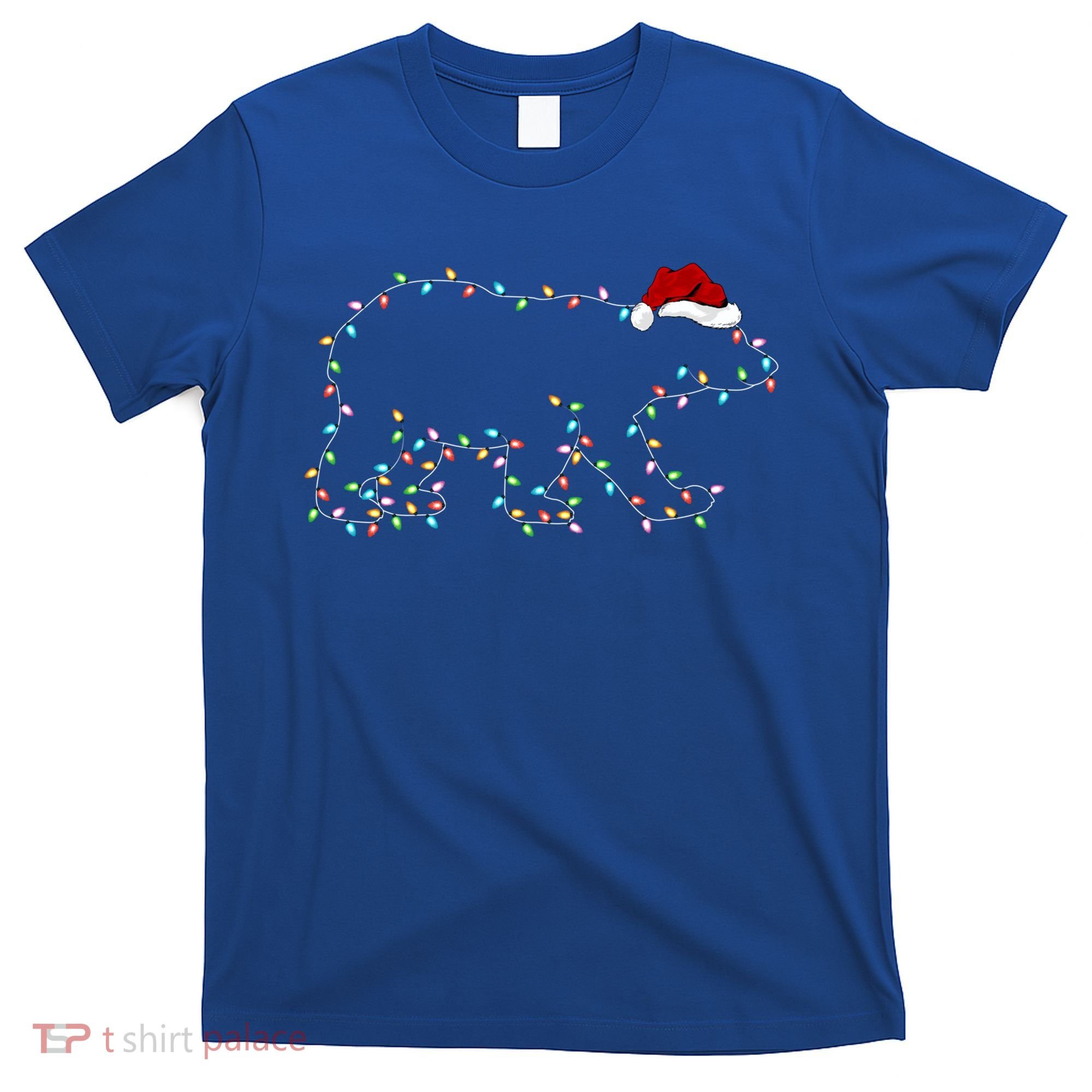 Polar Bear Xmas Lighting Santa Hat Polar Bear Christmas Funny Gift T-Shirt