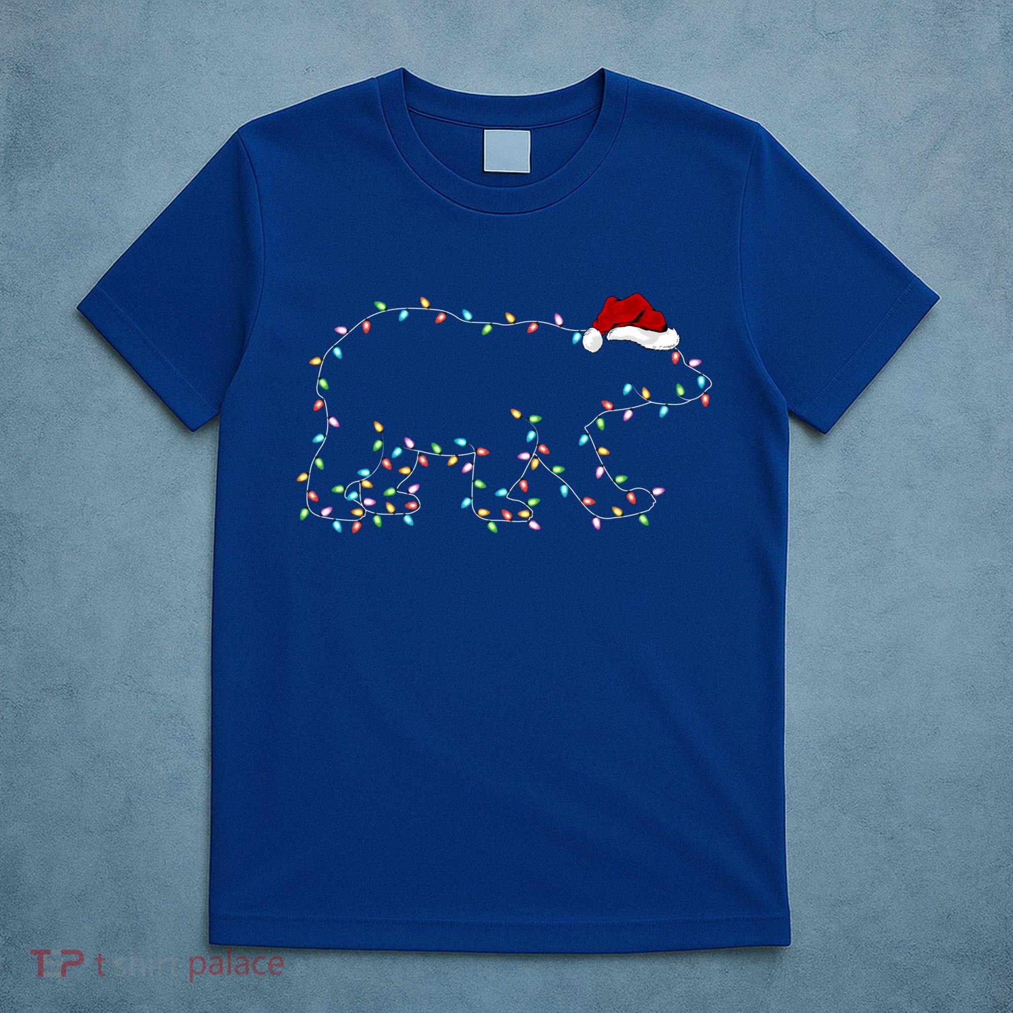 Polar Bear Xmas Lighting Santa Hat Polar Bear Christmas Funny Gift T-Shirt