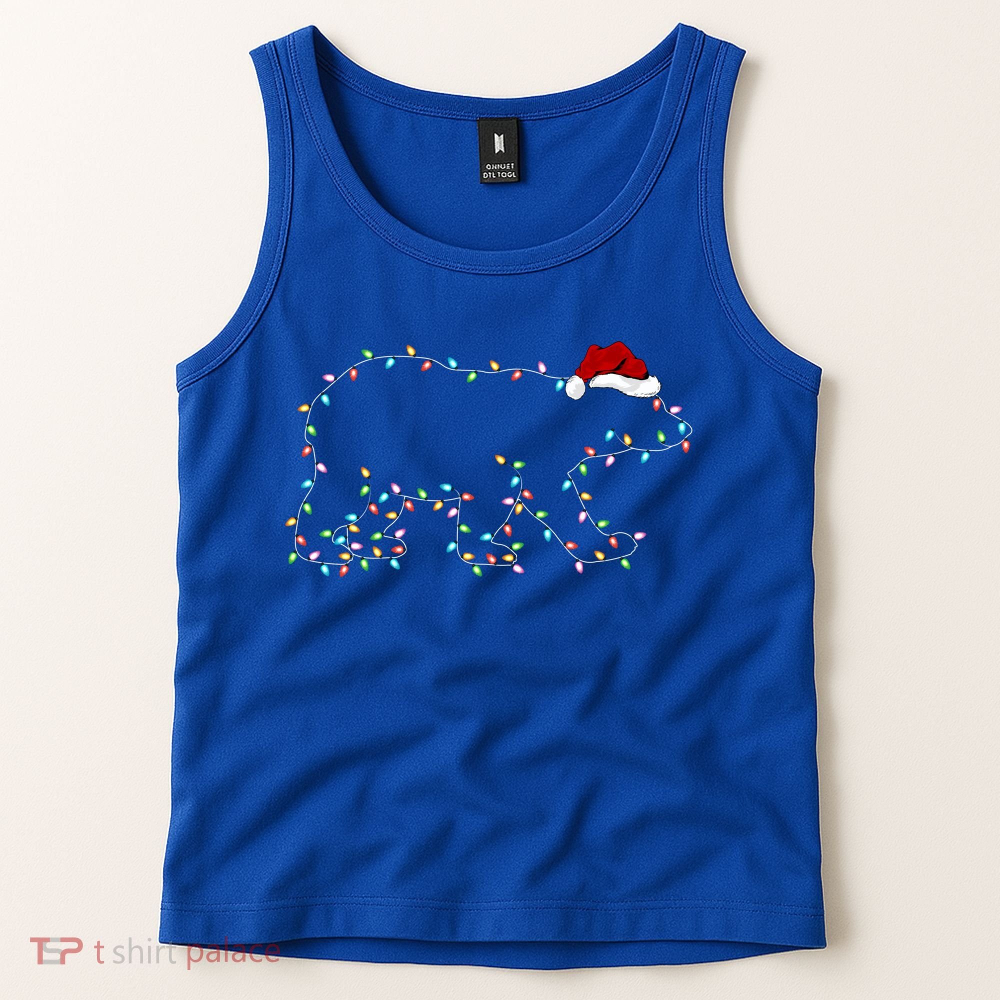 Polar Bear Xmas Lighting Santa Hat Polar Bear Christmas Funny Gift Tank Top