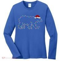 Polar Bear Xmas Lighting Santa Hat Polar Bear Christmas Funny Gift Women's Long Sleeve Shirt thumb 0