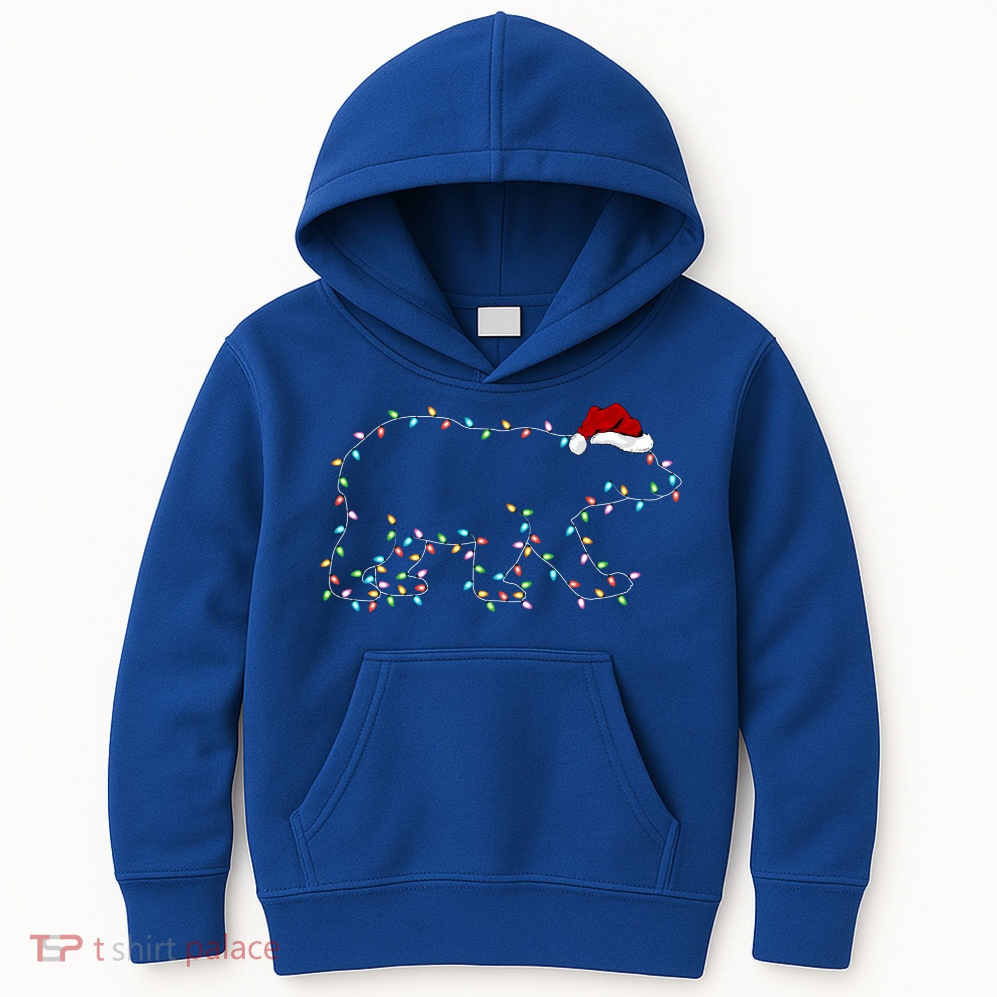 Polar Bear Xmas Lighting Santa Hat Polar Bear Christmas Funny Gift Kids Hoodie