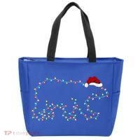 Polar Bear Xmas Lighting Santa Hat Polar Bear Christmas Funny Gift Tote Bag thumb 0
