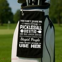 PICKLEBALL Bestie You Can’t Scare Me Golf Towel thumb 2